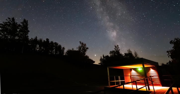 View of the night sky with stars and the Milky Way from Grassholme Observatory.